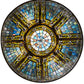 Meyda Lighting Fleur-de-lis 41" 8-Light Mahogany Bronze Pendant Light With Multi-Colored Shade Glass