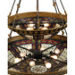 Meyda Lighting Fleur-de-lis 44" 16-Light 2-Tier Mahogany Bronze & Antique Gold Accent Inverted Pendant Light With Multi-Colored Shade Glass