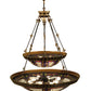 Meyda Lighting Fleur-de-lis 44" 16-Light 2-Tier Mahogany Bronze & Antique Gold Accent Inverted Pendant Light With Multi-Colored Shade Glass