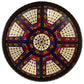 Meyda Lighting Fleur-de-lis 44" 16-Light 2-Tier Mahogany Bronze & Antique Gold Accent Inverted Pendant Light With Multi-Colored Shade Glass