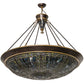 Meyda Lighting Fleur-de-lis 45" 10-Light Copper Vein & Gold Inverted Pendant Light With Multi-Colored Shade Glass