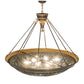 Meyda Lighting Fleur-de-lis 45" 10-Light Copper Vein & Gold Inverted Pendant Light With Multi-Colored Shade Glass