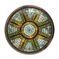 Meyda Lighting Fleur-de-lis 45" 10-Light Copper Vein & Gold Inverted Pendant Light With Multi-Colored Shade Glass