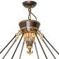 Meyda Lighting Fleur-de-lis 45" 10-Light Copper Vein & Gold Inverted Pendant Light With Multi-Colored Shade Glass