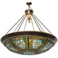 Meyda Lighting Fleur-de-lis 45" 10-Light Copper Vein & Gold Inverted Pendant Light With Multi-Colored Shade Glass