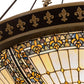 Meyda Lighting Fleur-de-lis 45" 10-Light Copper Vein & Gold Semi-flush Mount Light With Multi-Colored Stained Shade Glass