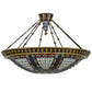 Meyda Lighting Fleur-de-lis 45" 10-Light Copper Vein Semi-flush Mount Ceiling Light With Multi-Colored Shade Glass