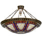 Meyda Lighting Fleur-de-lis 45" 10-Light Copper Vein Semi-flush Mount Ceiling Light With Multi-Colored Shade Glass