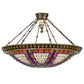 Meyda Lighting Fleur-de-lis 45" 10-Light Copper Vein Semi-flush Mount Ceiling Light With Multi-Colored Shade Glass