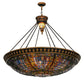 Meyda Lighting Fleur-de-lis 45" 10-Light Copper Vein and Gold Accents Inverted Pendant Light With Multi-Colored Shade Glass