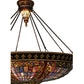 Meyda Lighting Fleur-de-lis 45" 10-Light Copper Vein and Gold Accents Inverted Pendant Light With Multi-Colored Shade Glass