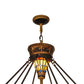 Meyda Lighting Fleur-de-lis 45" 10-Light Copper Vein and Gold Accents Inverted Pendant Light With Multi-Colored Shade Glass
