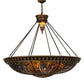 Meyda Lighting Fleur-de-lis 45" 10-Light Copper Vein and Gold Accents Inverted Pendant Light With Multi-Colored Shade Glass