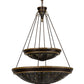 Meyda Lighting Fleur-de-lis 45" 14-Light 2-Tier Copper Vein Inverted Pendant Light With Multi-Colored Shade Glass