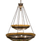 Meyda Lighting Fleur-de-lis 45" 14-Light 2-Tier Copper Vein Inverted Pendant Light With Multi-Colored Shade Glass