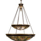Meyda Lighting Fleur-de-lis 45" 14-Light 2-Tier Copper Vein Inverted Pendant Light With Multi-Colored Shade Glass