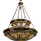 Meyda Lighting Fleur-de-lis 45" 14-Light 2-Tier Copper Vein Inverted Pendant Light With Multi-Colored Shade Glass