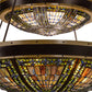 Meyda Lighting Fleur-de-lis 45" 14-Light 2-Tier Copper Vein Inverted Pendant Light With Multi-Colored Shade Glass