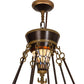 Meyda Lighting Fleur-de-lis 45" 14-Light 2-Tier Copper Vein Inverted Pendant Light With Multi-Colored Shade Glass