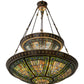 Meyda Lighting Fleur-de-lis 45" 14-Light 2-Tier Mahogany Bronze Inverted Pendant Light With Multi-Colored Shade Glass