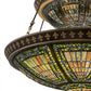 Meyda Lighting Fleur-de-lis 45" 14-Light 2-Tier Mahogany Bronze Inverted Pendant Light With Multi-Colored Shade Glass