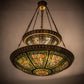 Meyda Lighting Fleur-de-lis 45" 14-Light 2-Tier Mahogany Bronze Inverted Pendant Light With Multi-Colored Shade Glass