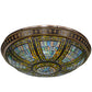Meyda Lighting Fleur-de-lis 45" 8-Light Copper Vein & Gold Flush Mount Light With Multi-Colored Shade Glass