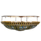 Meyda Lighting Fleur-de-lis 45" 8-Light Copper Vein & Gold Flush Mount Light With Multi-Colored Shade Glass