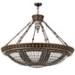 Meyda Lighting Fleur-de-lis 49726 45" 10-Light Copper Vein & Gold Inverted Pendant Light With Multi-Colored Shade Glass