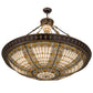 Meyda Lighting Fleur-de-lis 49726 45" 10-Light Copper Vein & Gold Inverted Pendant Light With Multi-Colored Shade Glass