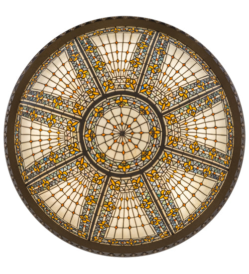 Meyda Lighting Fleur-de-lis 49726 45" 10-Light Copper Vein & Gold Inverted Pendant Light With Multi-Colored Shade Glass