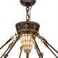 Meyda Lighting Fleur-de-lis 49726 45" 10-Light Copper Vein & Gold Inverted Pendant Light With Multi-Colored Shade Glass