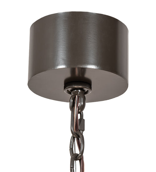 Meyda Lighting Fleur-de-lis 50" 6-Light Timeless Bronze & Antique Copper Pendant Light With Beige & Honey Amber Shade Glass