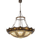 Meyda Lighting Fleur-de-lis 50" 6-Light Timeless Bronze & Antique Copper Pendant Light With Beige & Honey Amber Shade Glass