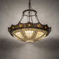 Meyda Lighting Fleur-de-lis 50" 6-Light Timeless Bronze & Antique Copper Pendant Light With Beige & Honey Amber Shade Glass