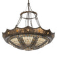 Meyda Lighting Fleur-de-lis 50" 6-Light Timeless Bronze & Antique Copper Pendant Light With Beige & Honey Amber Shade Glass