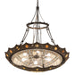 Meyda Lighting Fleur-de-lis 50" 6-Light Timeless Bronze & Antique Copper Pendant Light With Beige & Honey Amber Shade Glass