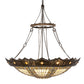 Meyda Lighting Fleur-de-lis 50" 6-Light Timeless Bronze & Antique Copper Pendant Light With Beige & Honey Amber Shade Glass