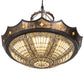 Meyda Lighting Fleur-de-lis 50" 6-Light Timeless Bronze & Antique Copper Pendant Light With Beige & Honey Amber Shade Glass