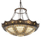 Meyda Lighting Fleur-de-lis 50" 6-Light Timeless Bronze & Antique Copper Pendant Light With Beige & Honey Amber Shade Glass