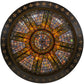 Meyda Lighting Fleur-de-lis 53" 8-Light Black Flush Mount Light With Multi-Colored Shade Glass