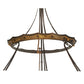 Meyda Lighting Fleur-de-lis 57" 10-Light Mahogany Bronze & Antique Copper Couronne Inverted Pendant Light With Multi-Colored Shade Glass