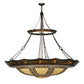 Meyda Lighting Fleur-de-lis 57" 10-Light Mahogany Bronze & Antique Copper Couronne Inverted Pendant Light With Multi-Colored Shade Glass