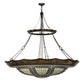 Meyda Lighting Fleur-de-lis 57" 10-Light Mahogany Bronze & Antique Copper Couronne Inverted Pendant Light With Multi-Colored Shade Glass