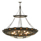 Meyda Lighting Fleur-de-lis 57" 10-Light Mahogany Bronze & Antique Copper Couronne Inverted Pendant Light With Multi-Colored Shade Glass