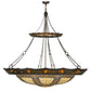 Meyda Lighting Fleur-de-lis 57" 10-Light Mahogany Bronze & Antique Copper Couronne Inverted Pendant Light With Multi-Colored Shade Glass
