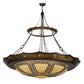 Meyda Lighting Fleur-de-lis 57" 10-Light Mahogany Bronze & Antique Copper Couronne Inverted Pendant Light With Multi-Colored Shade Glass