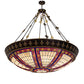 Meyda Lighting Fleur-de-lis 62" 20-Light Copper Vein & Gold Inverted Pendant Light With Multi-Colored Shade Glass