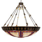 Meyda Lighting Fleur-de-lis 62" 20-Light Copper Vein & Gold Inverted Pendant Light With Multi-Colored Shade Glass