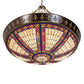 Meyda Lighting Fleur-de-lis 62" 20-Light Copper Vein & Gold Inverted Pendant Light With Multi-Colored Shade Glass